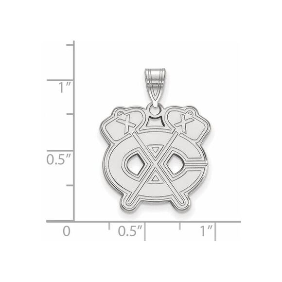 Sterling Silver NHL Chicago Blackhawks Large Pendant - Picture 2 of 4